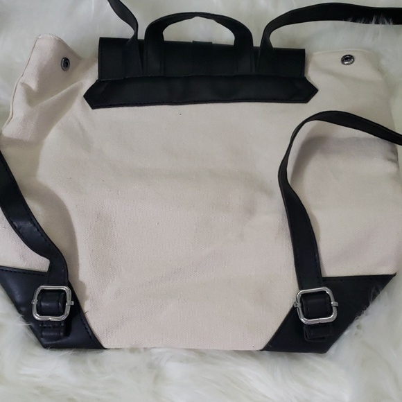 Deux Lux canvas black and cream Demi backpack NWOT main image 9